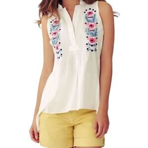 SALE Anthropologie Tiny Embroidered Hi Low Tank Top Womens Size XS